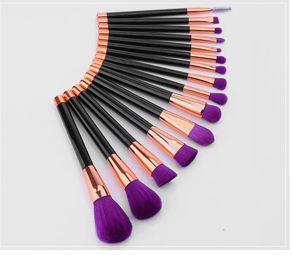 New 15 makeup brush set purple green bristles