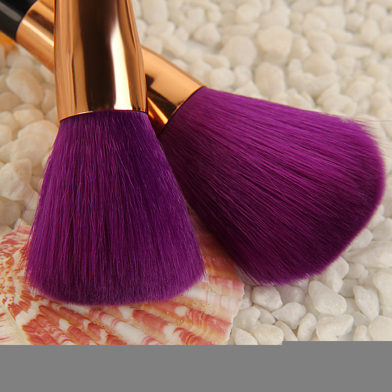 New 15 makeup brush set purple green bristles