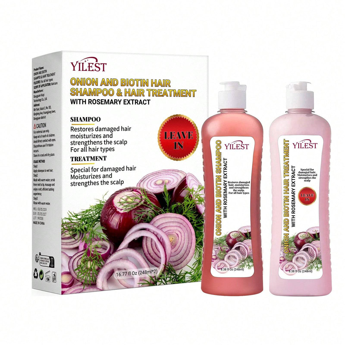 Onion Shampoo &amp; Conditioner With Onion Extract And Vitamin E Cleanses And Reduces Oiliness, Suitable For All Hair Types-Selling On Ebay Is Prohibited