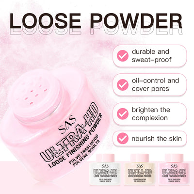 Setting powder, oil-control matte makeup effect, long-lasting waterproof, brightens skin tone, creates a perfect makeup