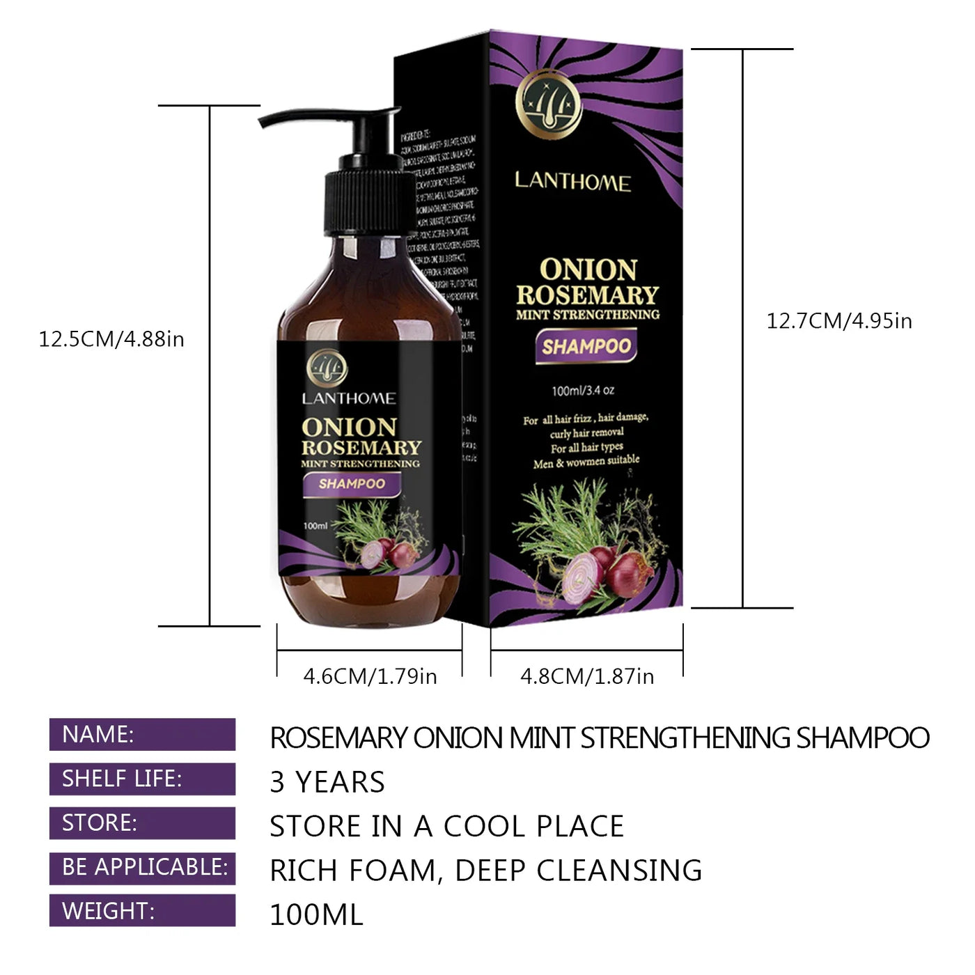 100ML Hair Shampoo For Fast Hair Growth Rosemary Onion Shampoo Spray Anti Hair Loss Effective Within 7 Day Hair Growth Product